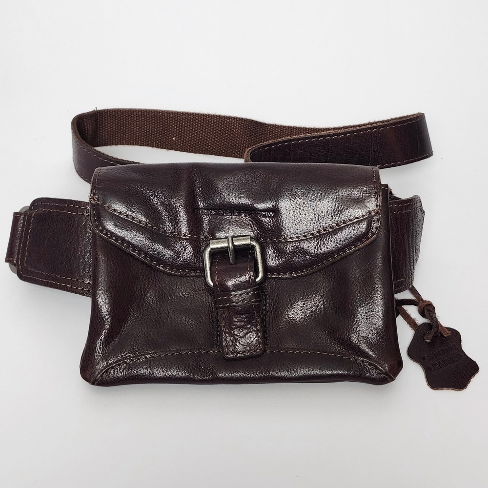 Spikes & Sparrow Dark Brown Leather Belt Bag Fanny Pack Crossbody Hip Sling